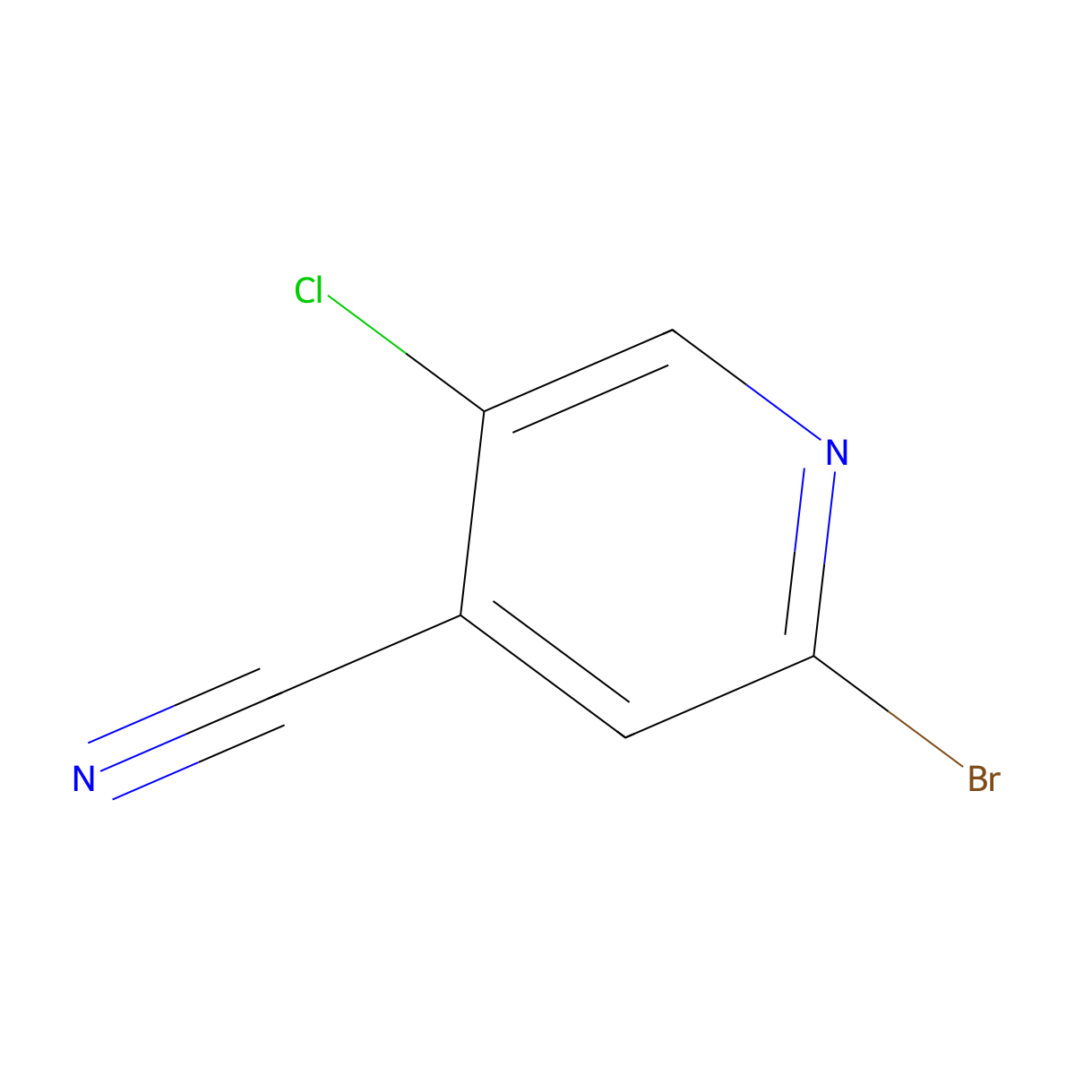 2-Bromo-5-chloro-4-pyridinecarbonitrile molecular structure, CAS 1211537-53-9