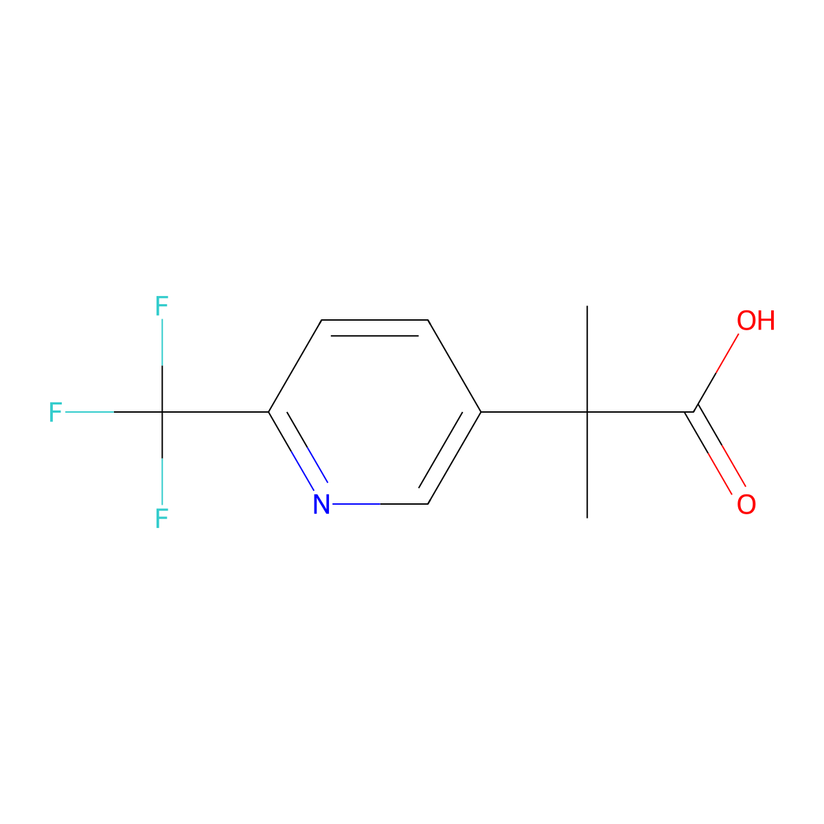 2-Methyl-2-[6-(trifluoromethyl)pyridin-3-yl]propanoic acid molecular structure, CAS 1211537-67-5