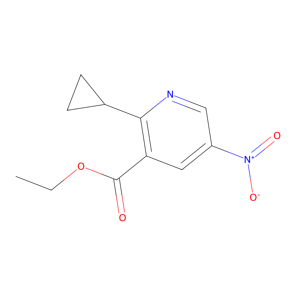 Ethyl 2-cyclopropyl-5-nitropyridine-3-carboxylate molecular structure, CAS 1211537-91-5