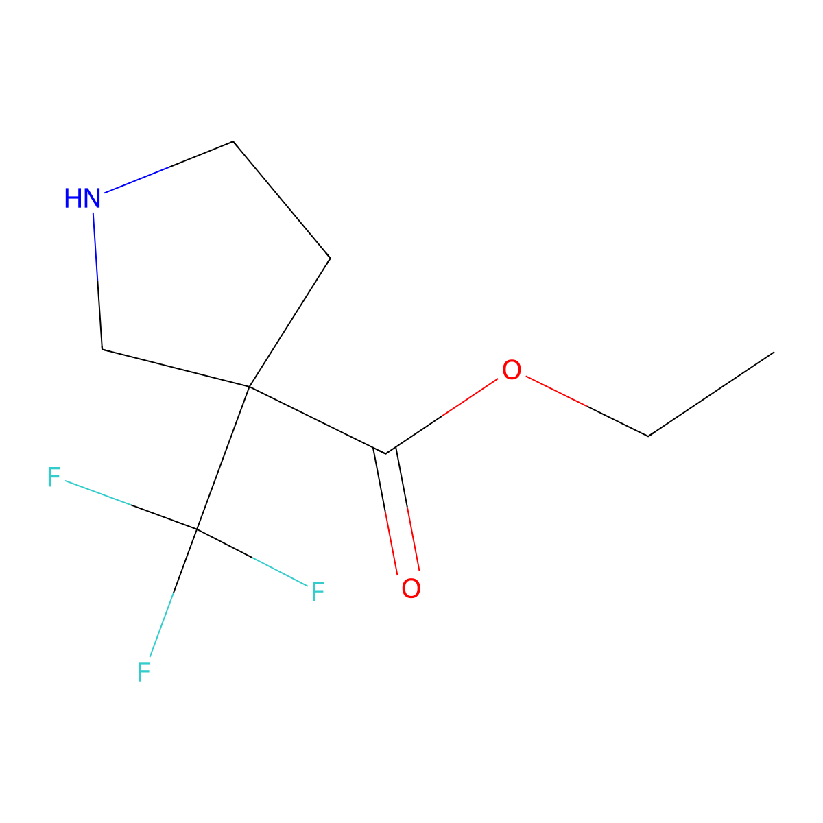 Ethyl 3-(trifluoromethyl)pyrrolidine-3-carboxylate molecular structure, CAS 1211537-93-7