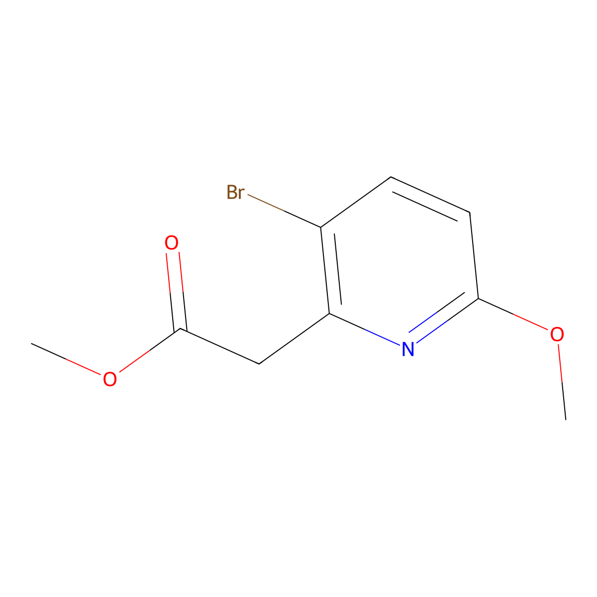 Methyl 2-(3-bromo-6-methoxypyridin-2-yl)acetate molecular structure, CAS 1211538-17-8