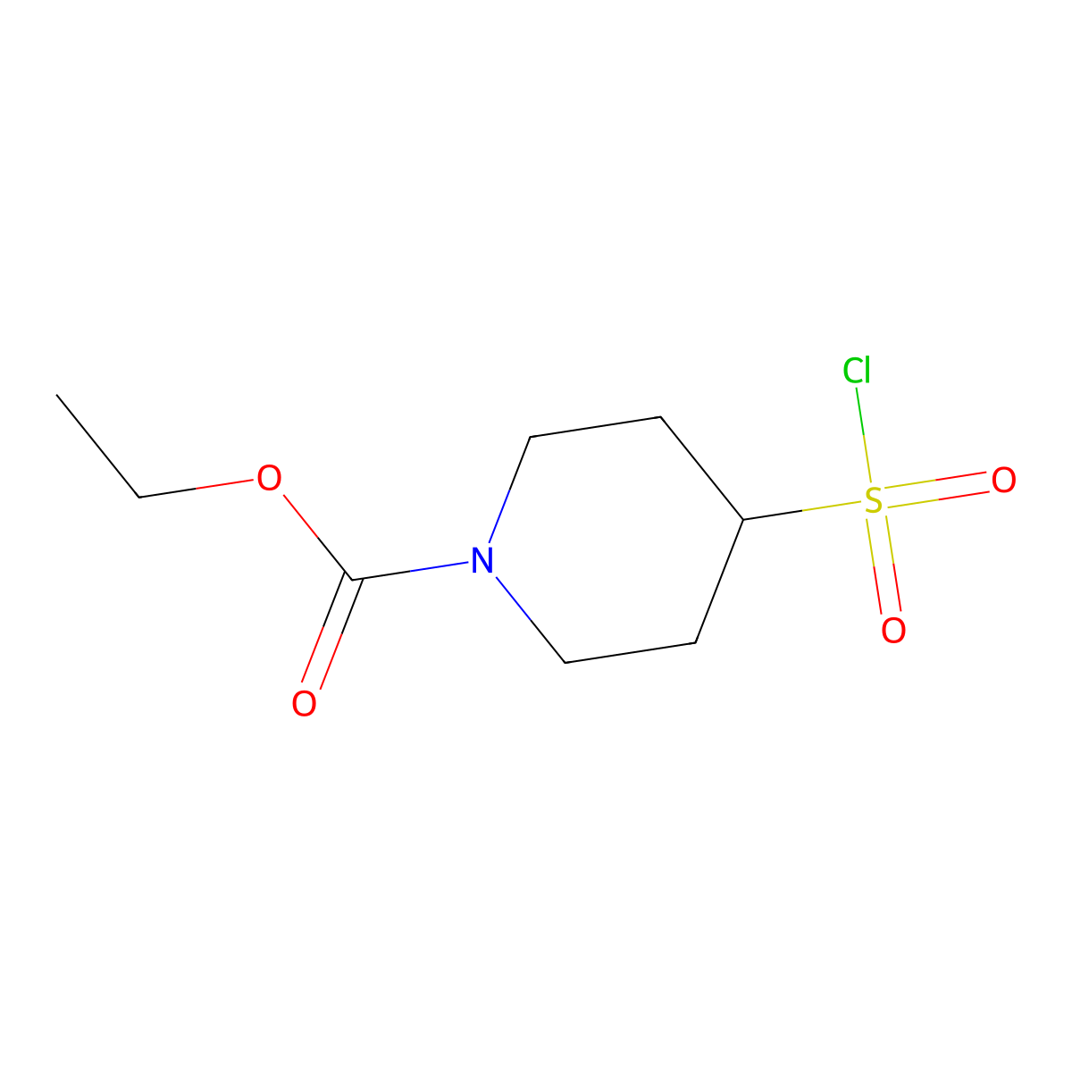 Ethyl 4-(chlorosulfonyl)piperidine-1-carboxylate molecular structure, CAS 1211538-59-8