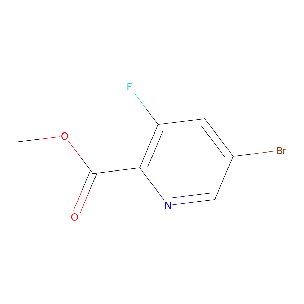 Methyl 5-bromo-3-fluoropyridine-2-carboxylate molecular structure, CAS 1211538-72-5