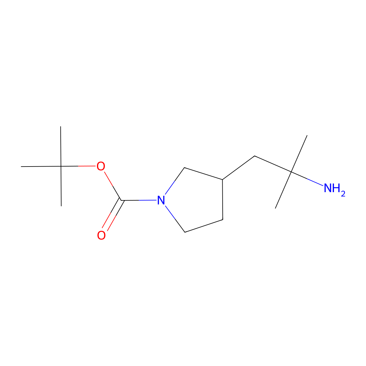 tert-Butyl 3-(2-amino-2-methylpropyl)pyrrolidine-1-carboxylate molecular structure, CAS 1211538-80-5