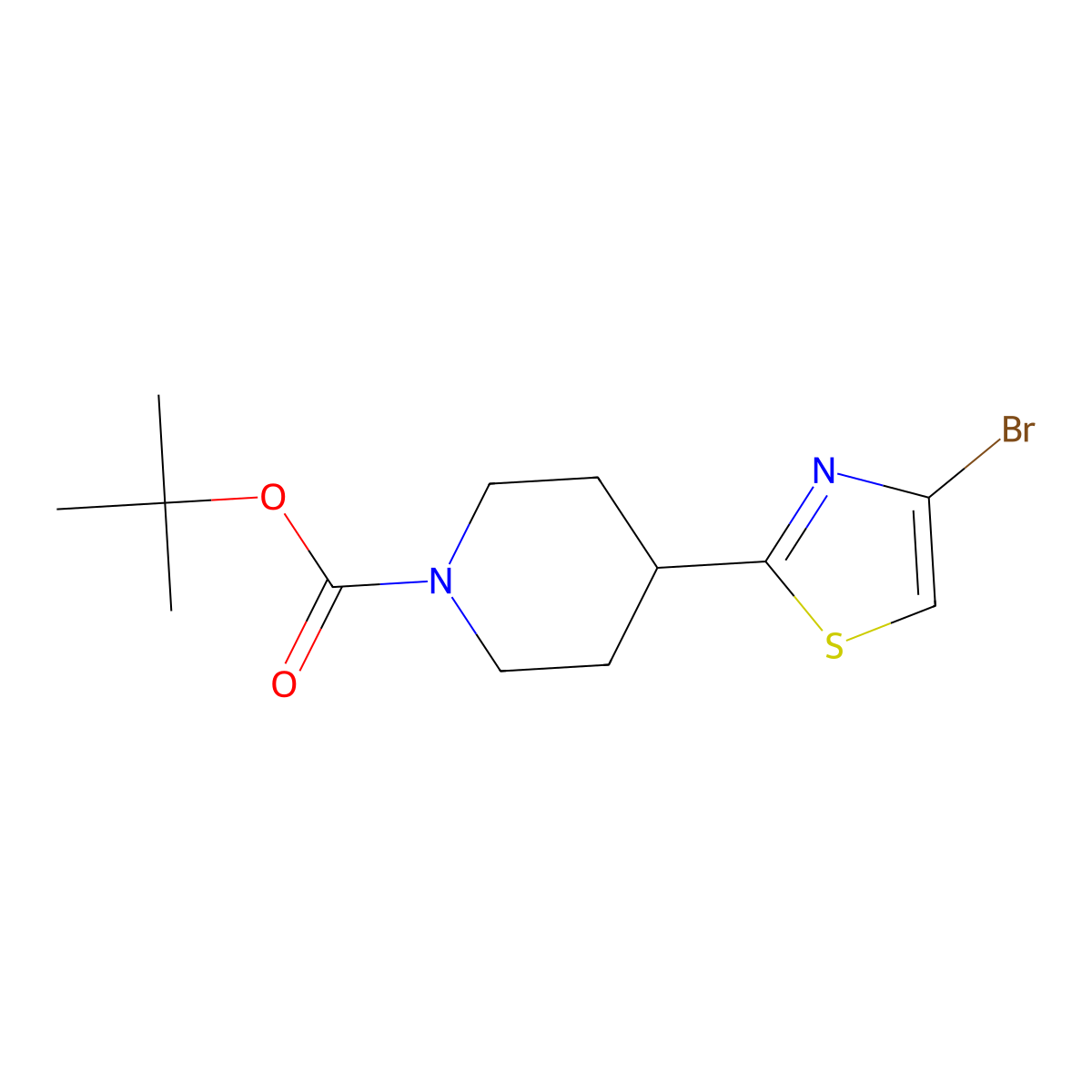 Tert-butyl 4-(4-bromothiazol-2-yl)piperidine-1-carboxylate molecular structure, CAS 1211538-88-3