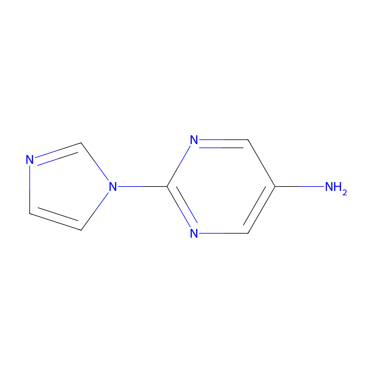 2-(1H-imidazol-1-yl)pyrimidin-5-amine molecular structure, CAS 1211539-01-3