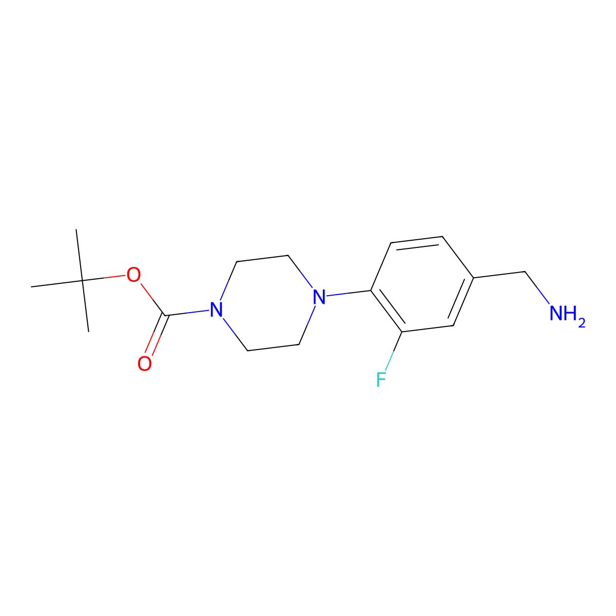 Tert-butyl 4-[4-(aminomethyl)-2-fluorophenyl]piperazine-1-carboxylate molecular structure, CAS 1211539-63-7
