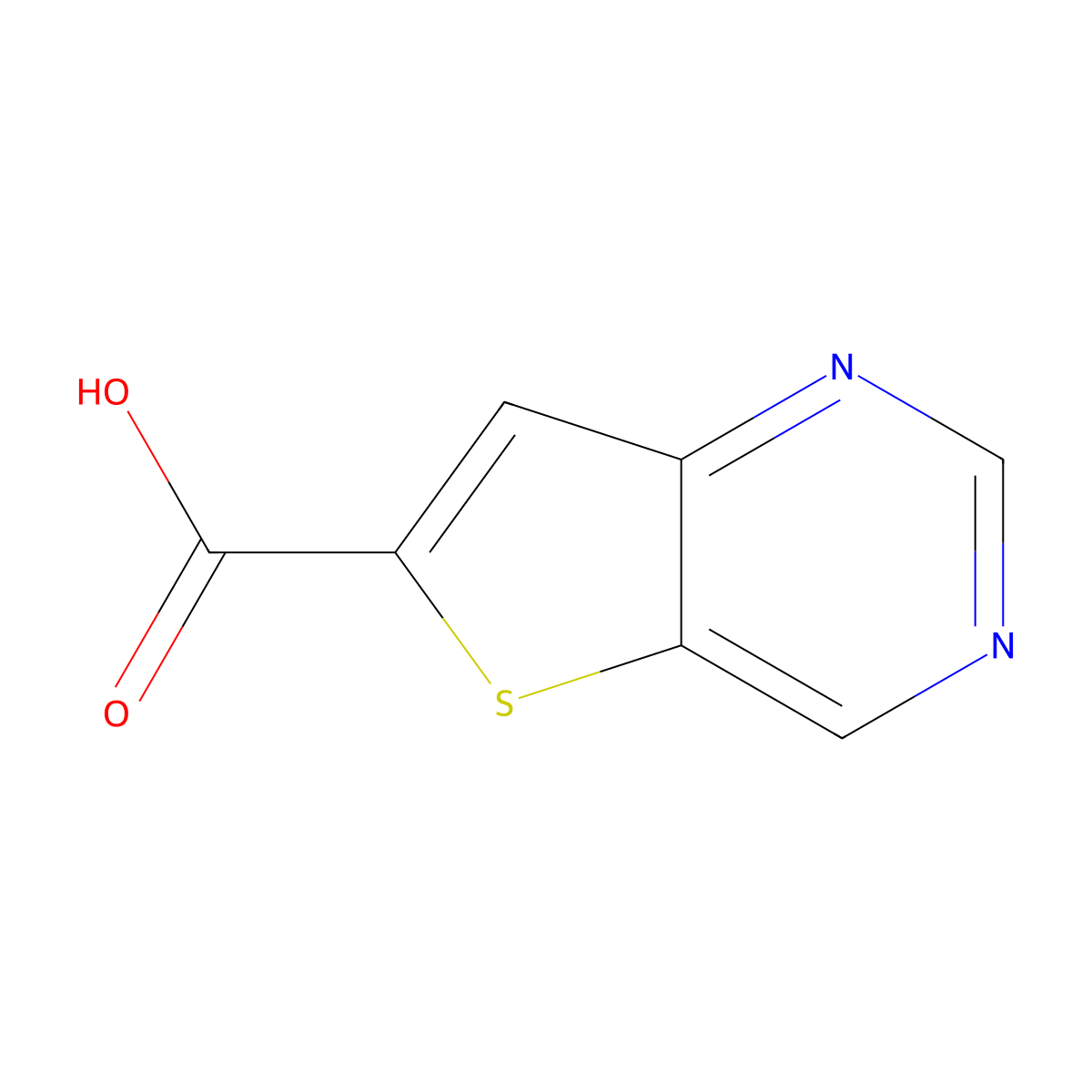 Thieno[3,2-d]pyrimidine-6-carboxylic acid molecular structure, CAS 1211539-93-3