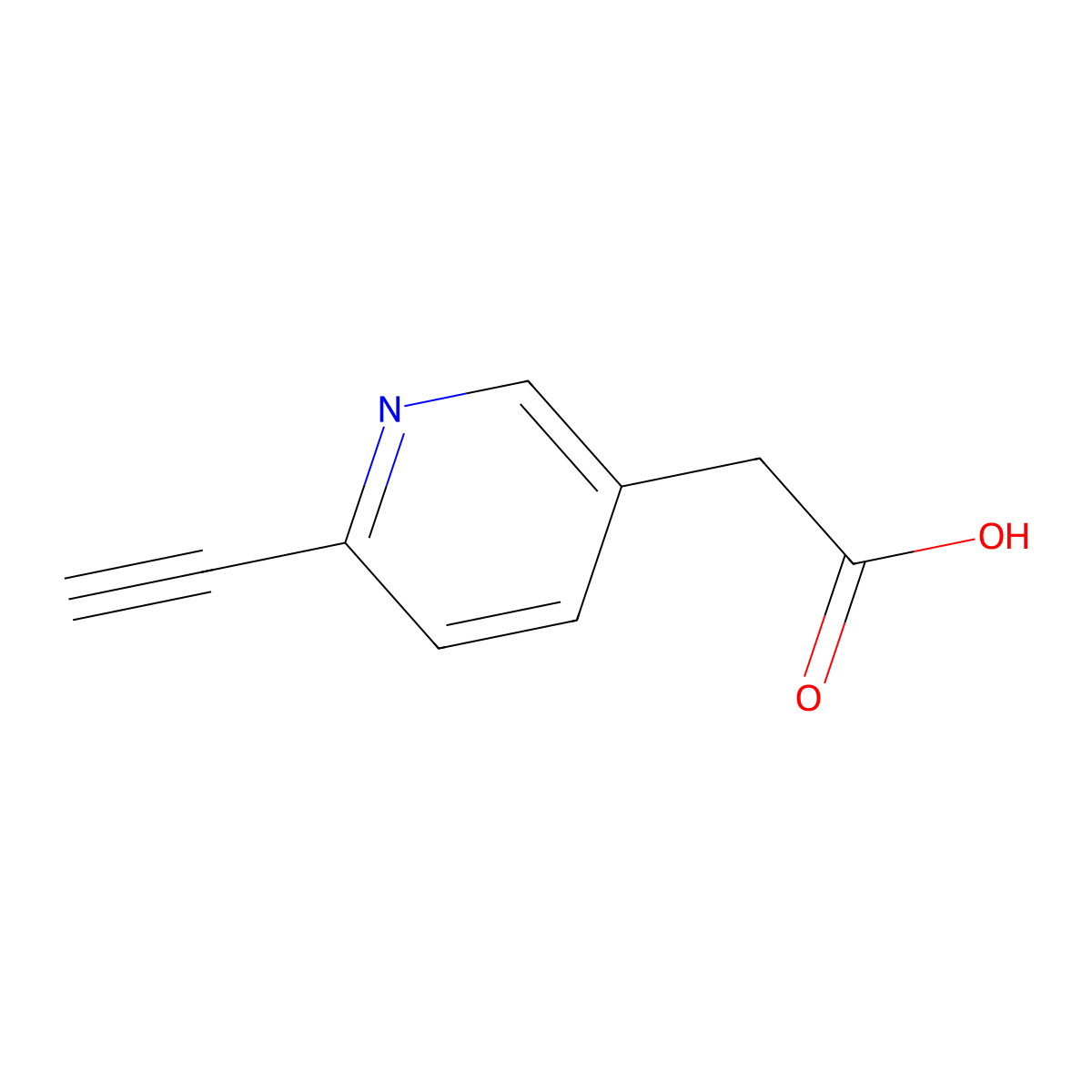 2-(6-Ethynylpyridin-3-yl)acetic acid molecular structure, CAS 1211540-18-9