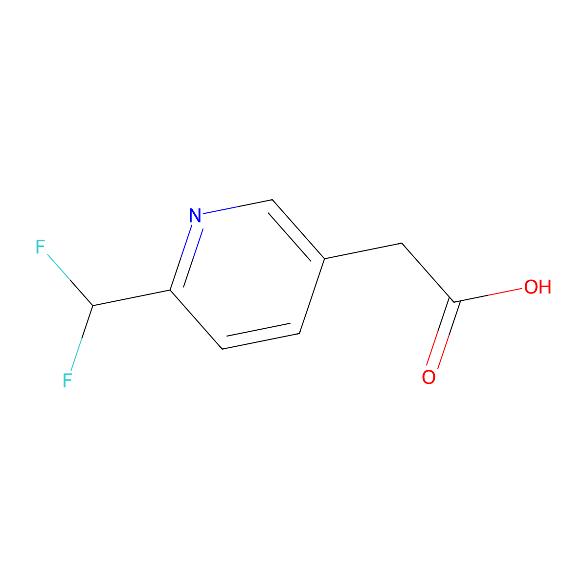 2-[6-(Difluoromethyl)pyridin-3-yl]acetic acid molecular structure, CAS 1211540-34-9