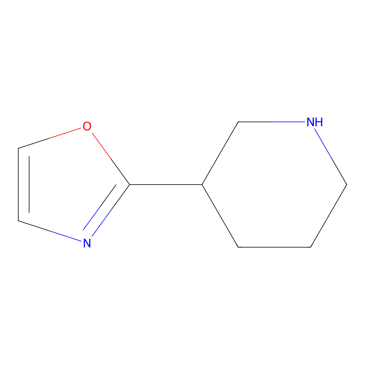 3-(1,3-Oxazol-2-yl)piperidine molecular structure, CAS 1211540-59-8