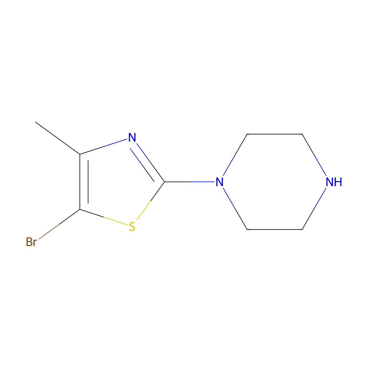 1-(5-Bromo-4-methyl-1,3-thiazol-2-yl)piperazine molecular structure, CAS 1211540-89-4