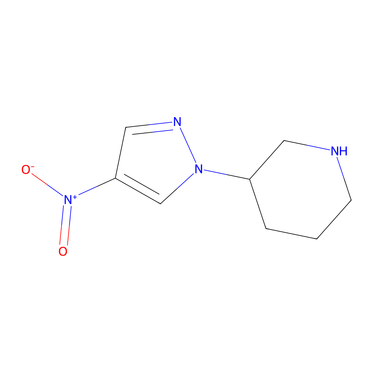 3-(4-nitro-1H-pyrazol-1-yl)piperidine molecular structure, CAS 1211540-99-6