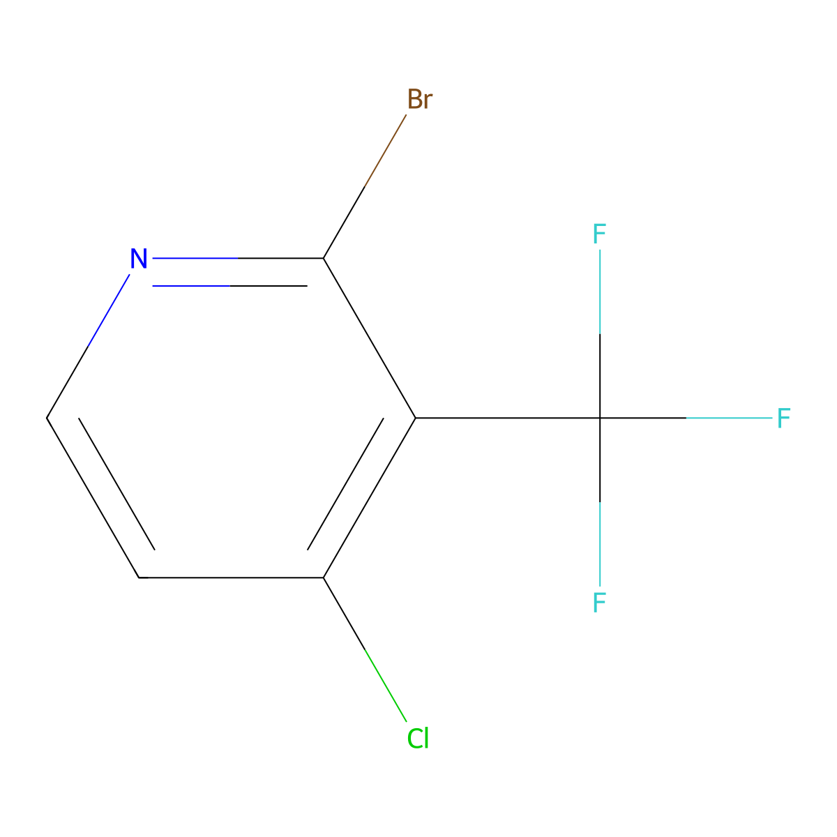Pyridine, 2-bromo-4-chloro-3-(trifluoromethyl)- molecular structure, CAS 1211541-07-9