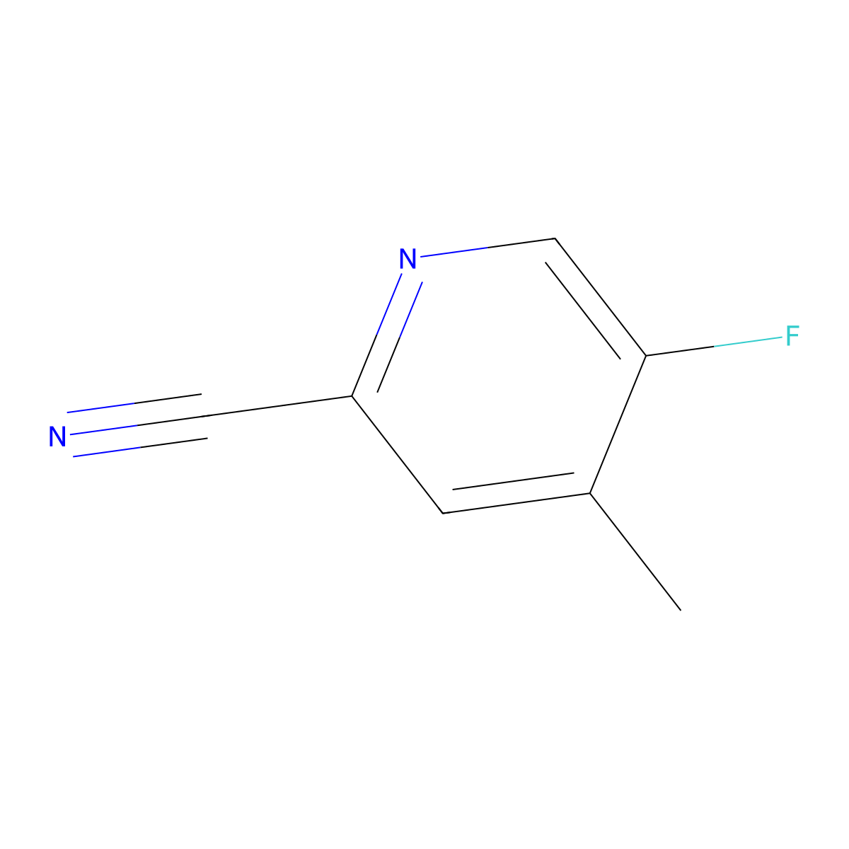 5-Fluoro-4-methylpicolinonitrile molecular structure, CAS 1211541-98-8