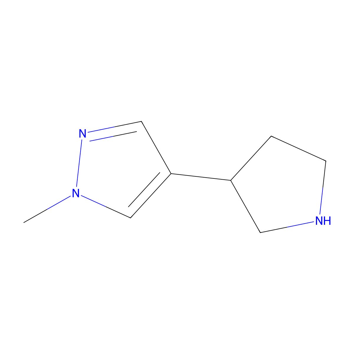 1-methyl-4-(pyrrolidin-3-yl)-1H-pyrazole molecular structure, CAS 1211542-11-8