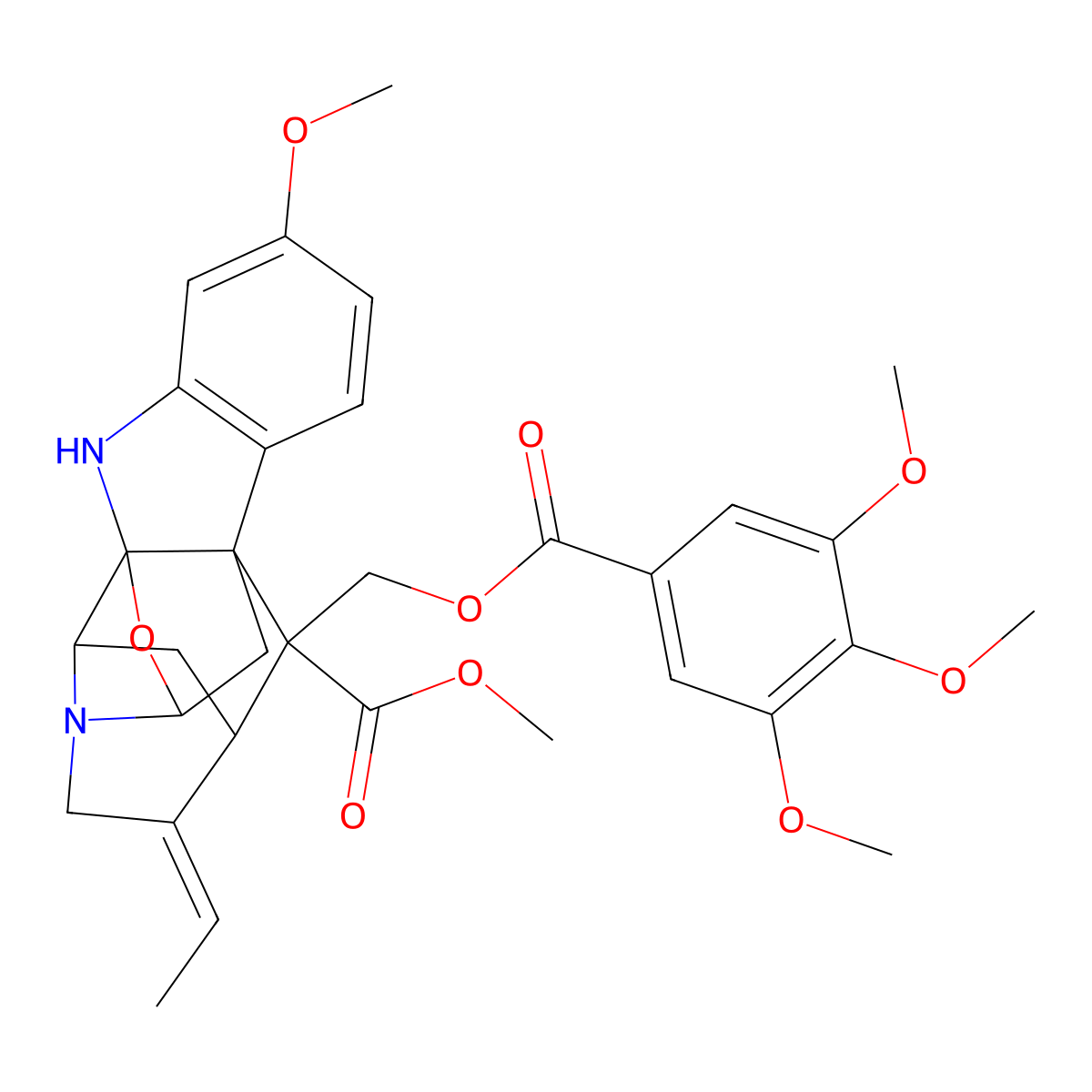 Methyl 14-ethylidene-5-methoxy-19-[(3,4,5-trimethoxybenzoyl)oxymethyl]-18-oxa-2,12-diazahexacyclo[9.6.1.19,15.01,9.03,8.012,17]nonadeca-3(8),4,6-triene-19-carboxylate molecular structure, CAS 1211543-01-9