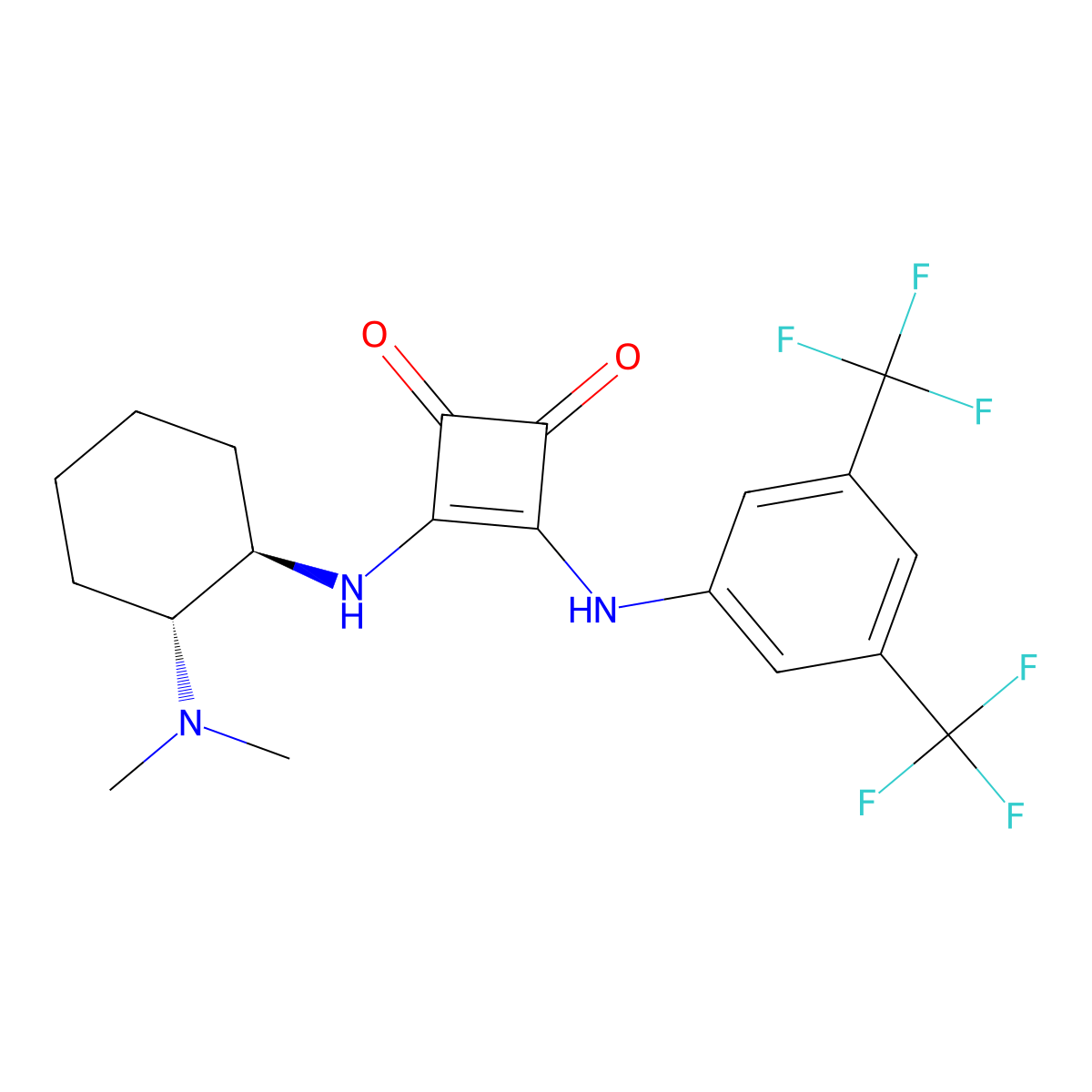 3-((3,5-Bis(trifluoromethyl)phenyl)amino)-4-(((1R,2R)-2-(dimethylamino)cyclohexyl)amino)cyclobut-3-ene-1,2-dione molecular structure, CAS 1211565-07-9