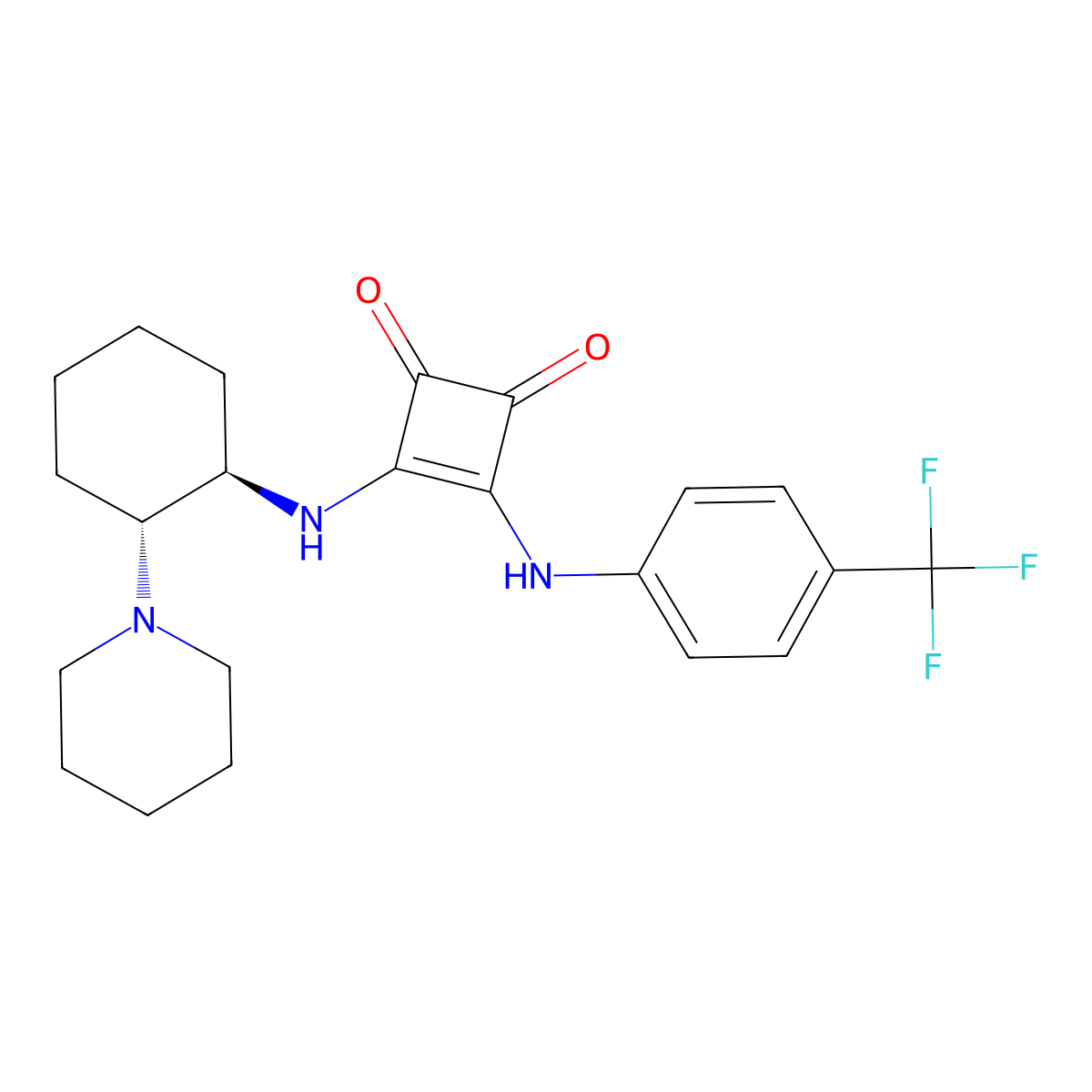 3-(((1R,2R)-2-(Piperidin-1-yl)cyclohexyl)amino)-4-((4-(trifluoromethyl)phenyl)amino)cyclobut-3-ene-1,2-dione molecular structure, CAS 1211565-08-0