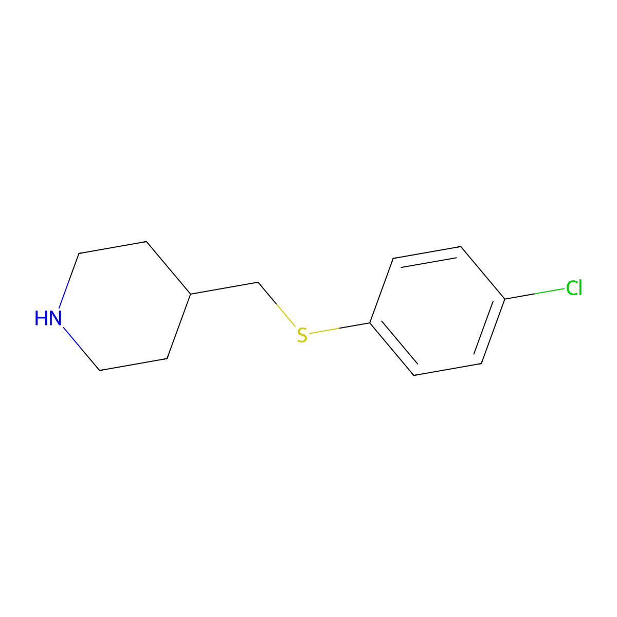 4-{[(4-Chlorophenyl)sulfanyl]methyl}piperidine molecular structure, CAS 1211568-22-7