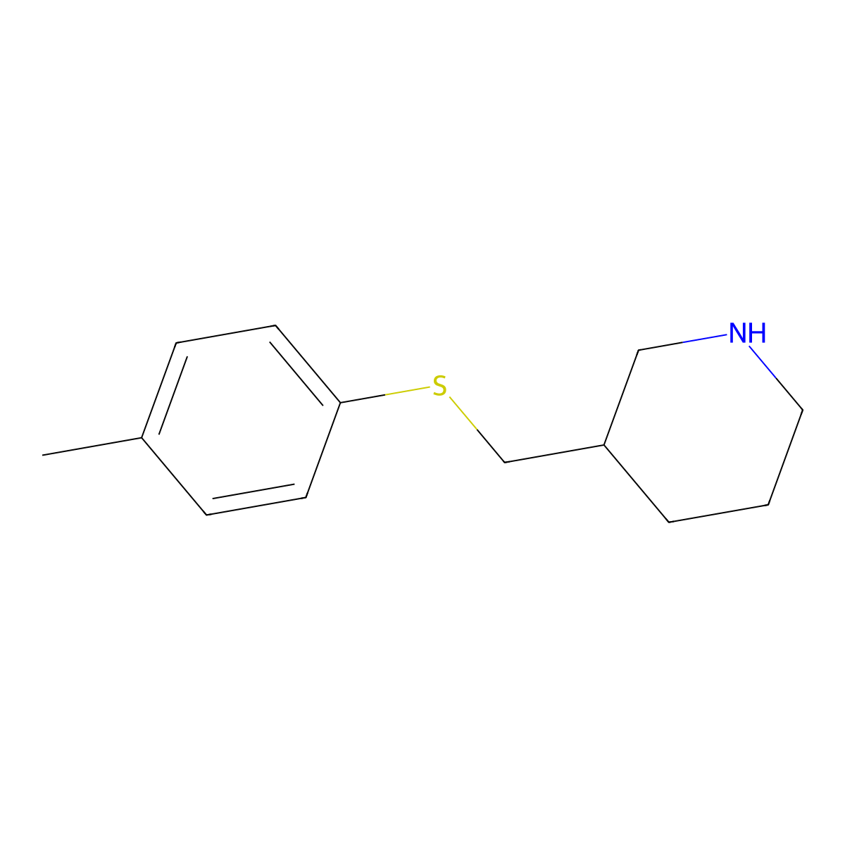 3-{[(4-Methylphenyl)sulfanyl]methyl}piperidine molecular structure, CAS 1211568-79-4