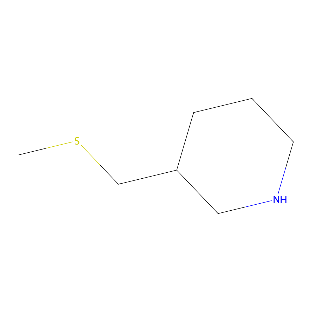 3-[(Methylsulfanyl)methyl]piperidine molecular structure, CAS 1211568-89-6