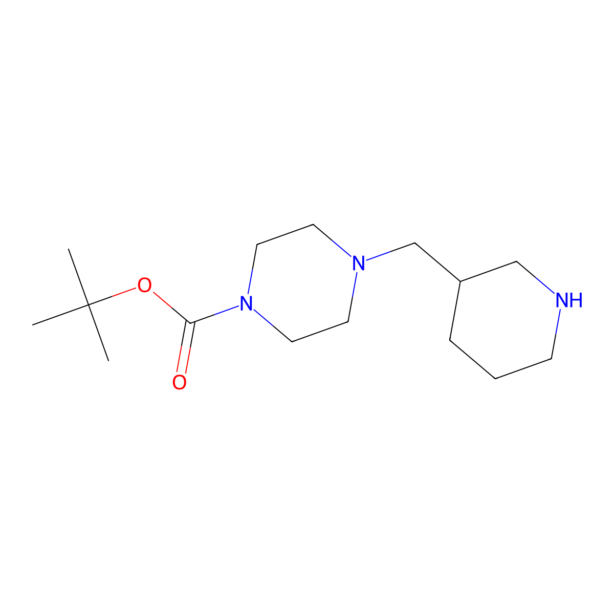 Tert-butyl 4-(piperidin-3-ylmethyl)piperazine-1-carboxylate molecular structure, CAS 1211569-09-3