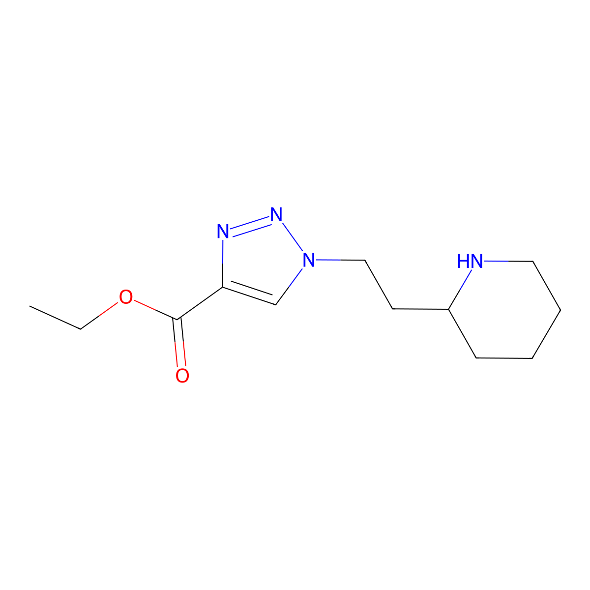 ethyl 1-[2-(piperidin-2-yl)ethyl]-1H-1,2,3-triazole-4-carboxylate molecular structure, CAS 1211569-21-9