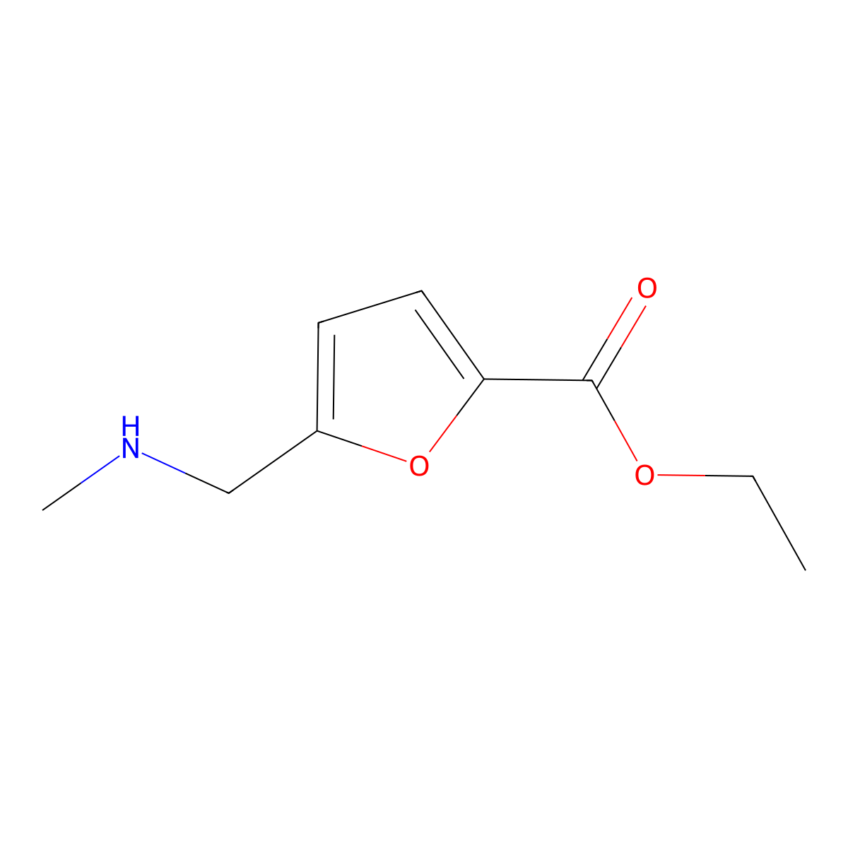 Ethyl 5-[(methylamino)methyl]furan-2-carboxylate molecular structure, CAS 1211571-21-9