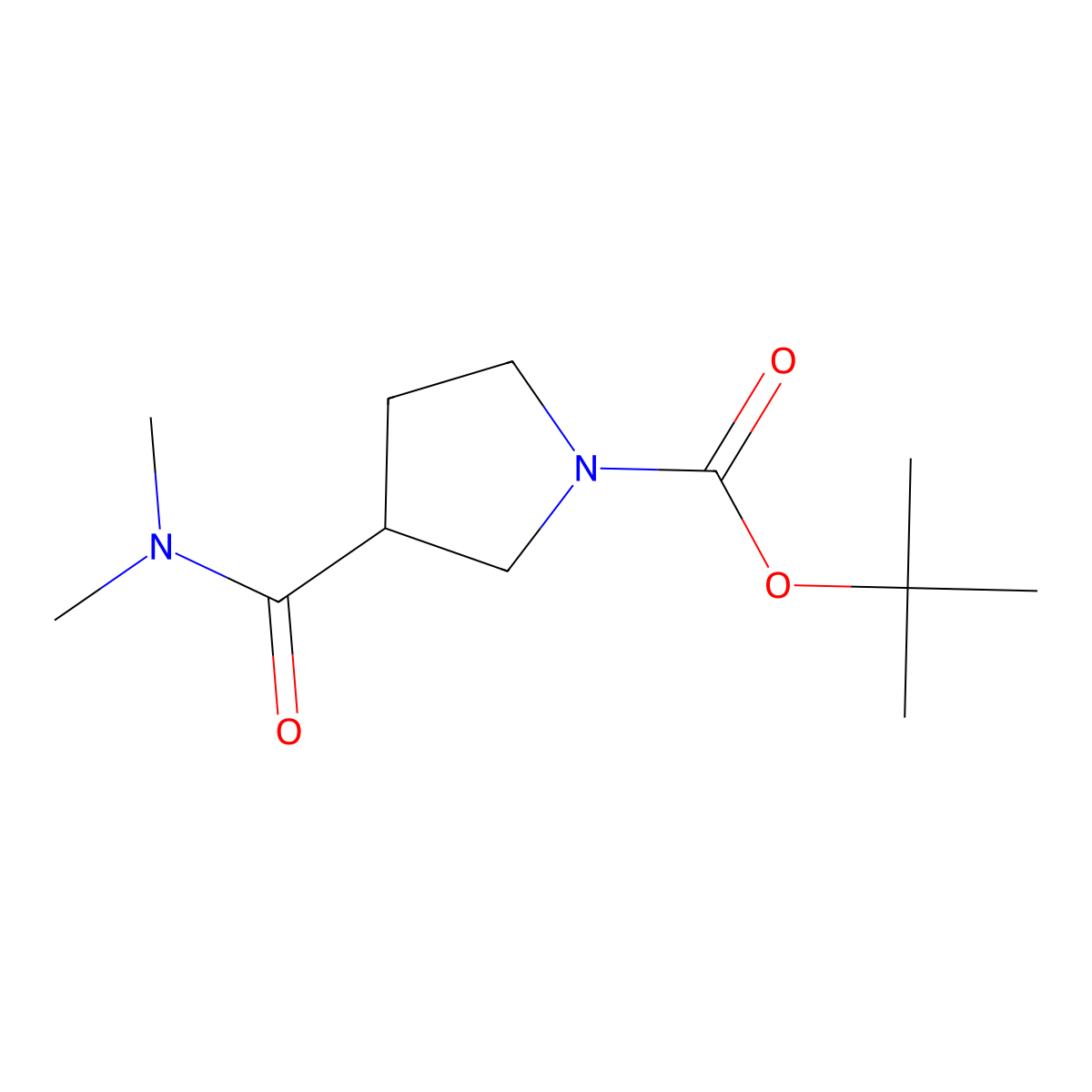 Tert-butyl 3-(dimethylcarbamoyl)pyrrolidine-1-carboxylate molecular structure, CAS 1211572-99-4