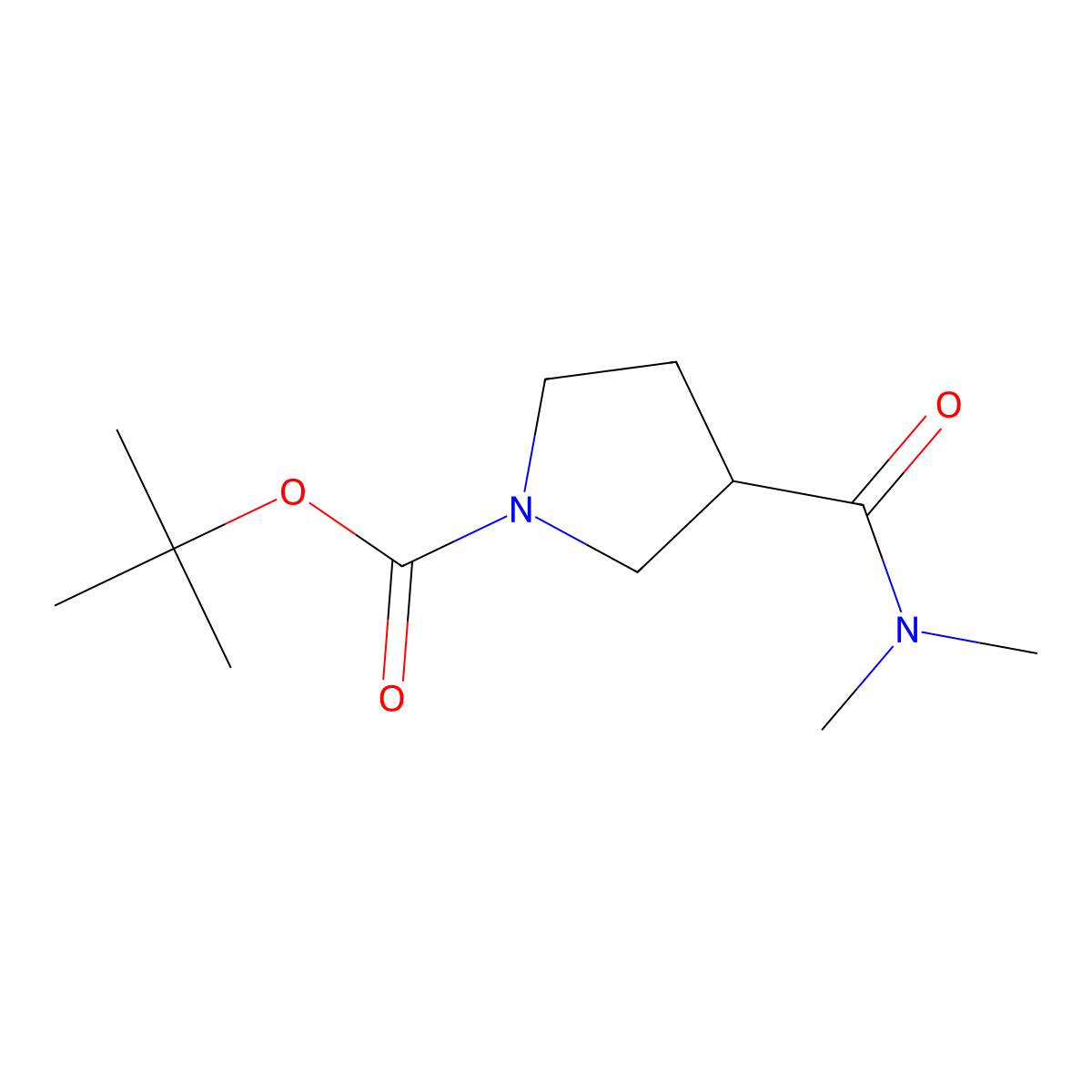 Tert-butyl 3-(dimethylcarbamoyl)pyrrolidine-1-carboxylate molecular structure, CAS 1211572-99-4