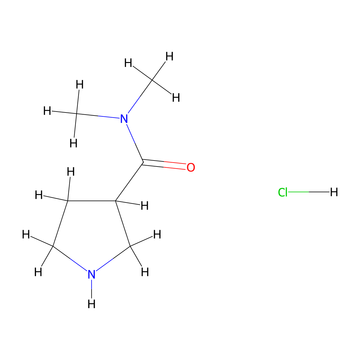 N,N-dimethylpyrrolidine-3-carboxamide hydrochloride molecular structure, CAS 1211573-00-0