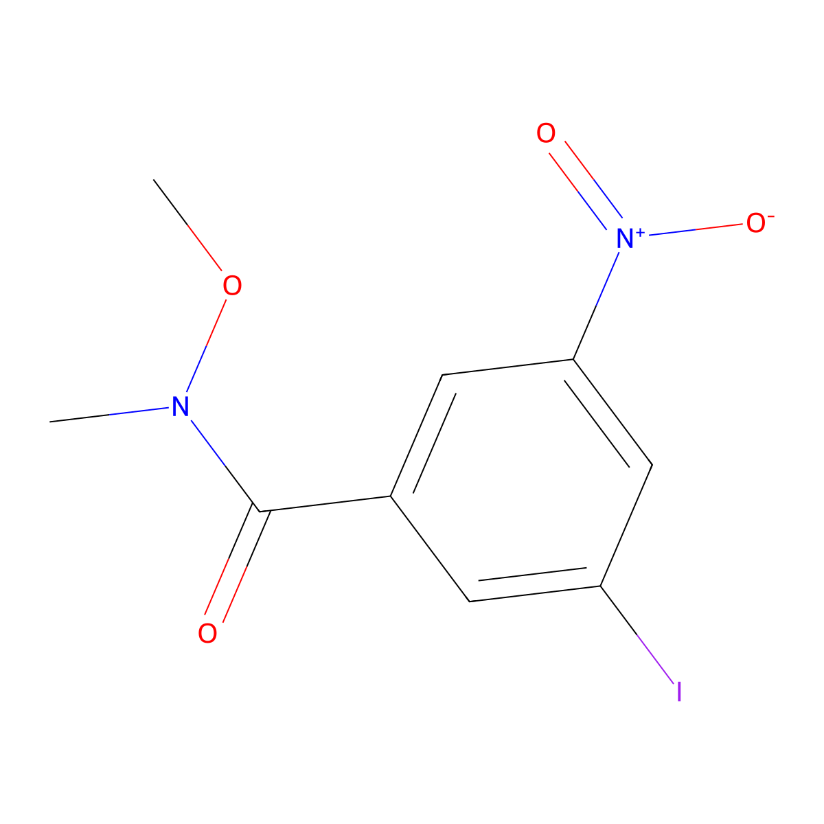 3-iodo-N-methoxy-N-methyl-5-nitrobenzamide molecular structure, CAS 1211578-13-0