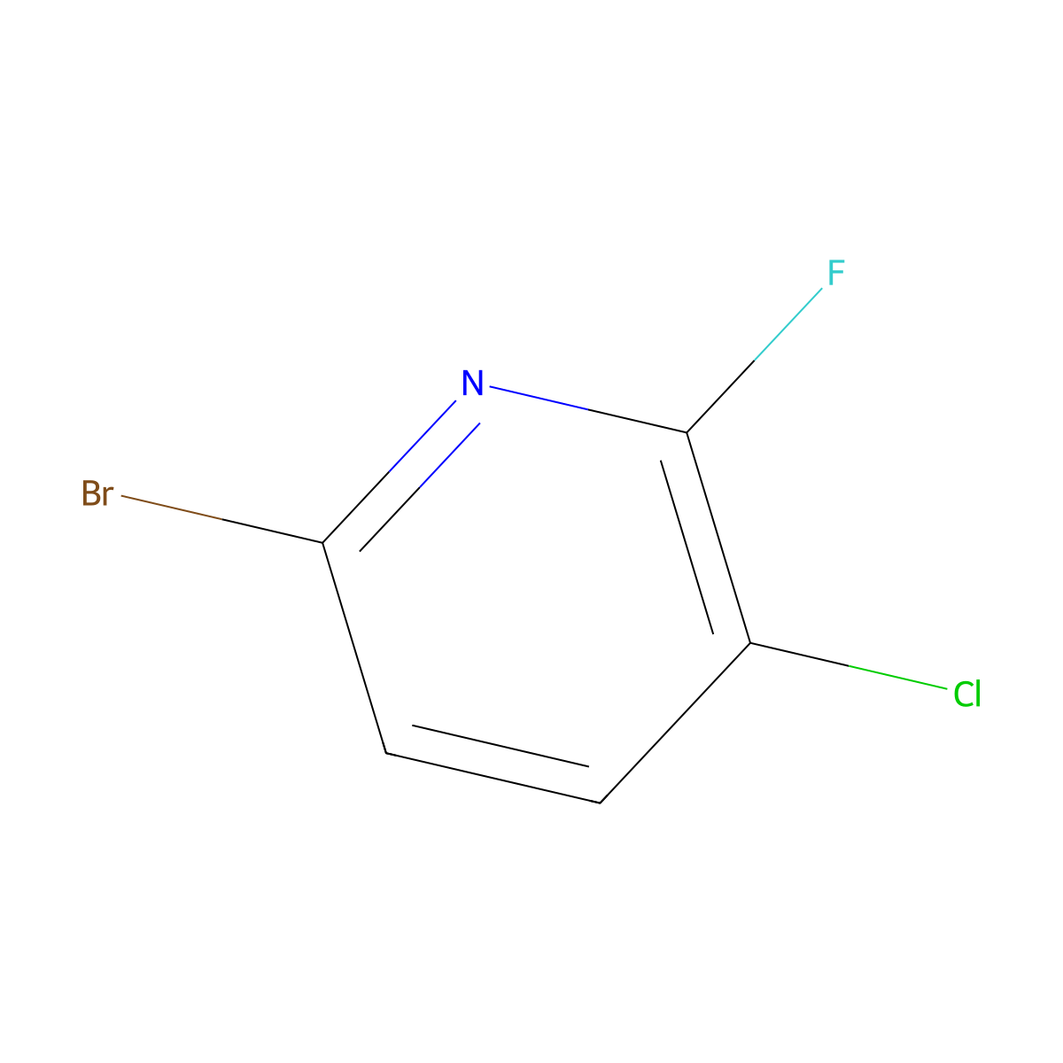 6-Bromo-3-chloro-2-fluoropyridine molecular structure, CAS 1211578-30-1