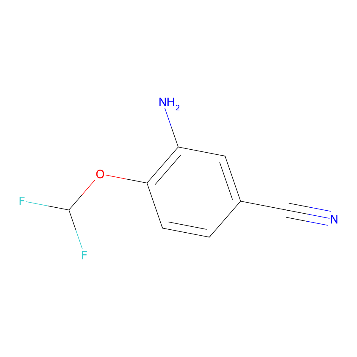 3-Amino-4-(difluoromethoxy)benzonitrile molecular structure, CAS 1211578-67-4
