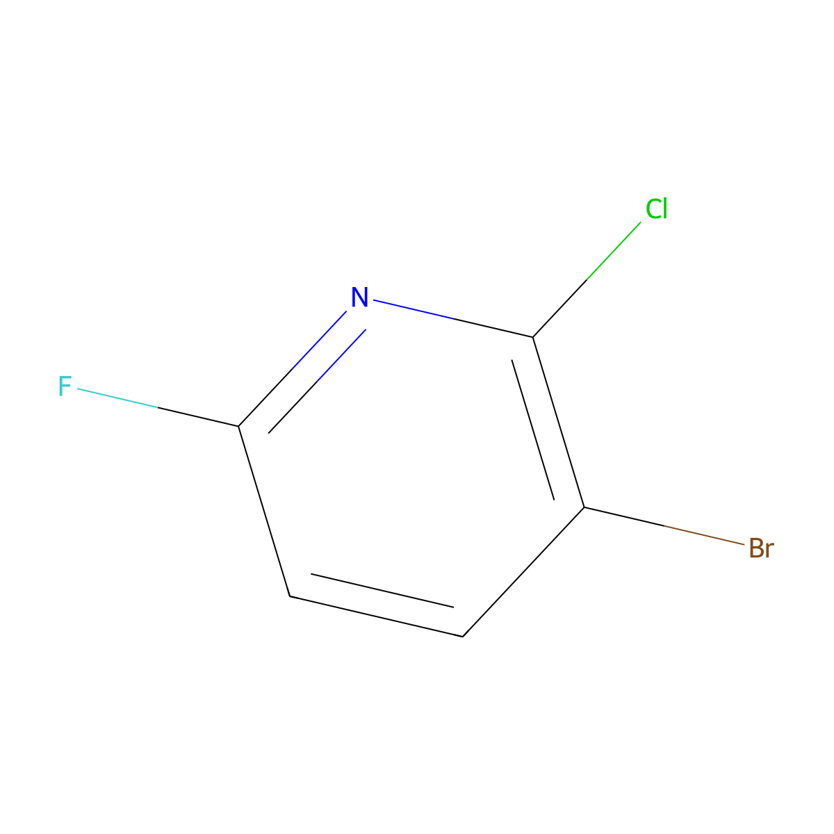 3-Bromo-2-chloro-6-fluoropyridine molecular structure, CAS 1211578-75-4