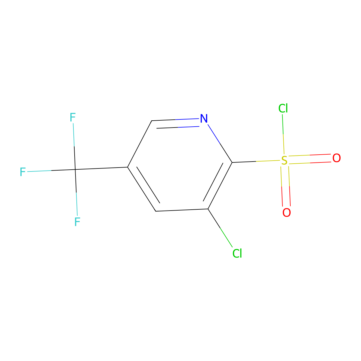 3-Chloro-5-(trifluoromethyl)pyridine-2-sulfonyl chloride molecular structure, CAS 1211578-91-4
