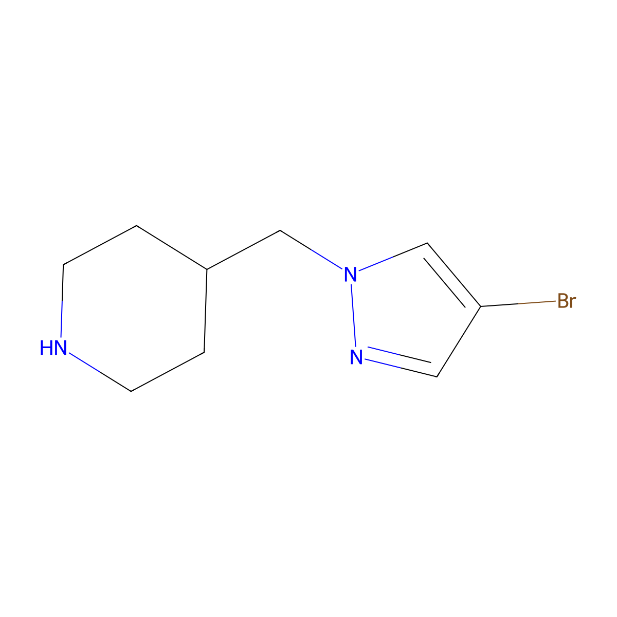 4-[(4-bromo-1H-pyrazol-1-yl)methyl]piperidine molecular structure, CAS 1211579-06-4