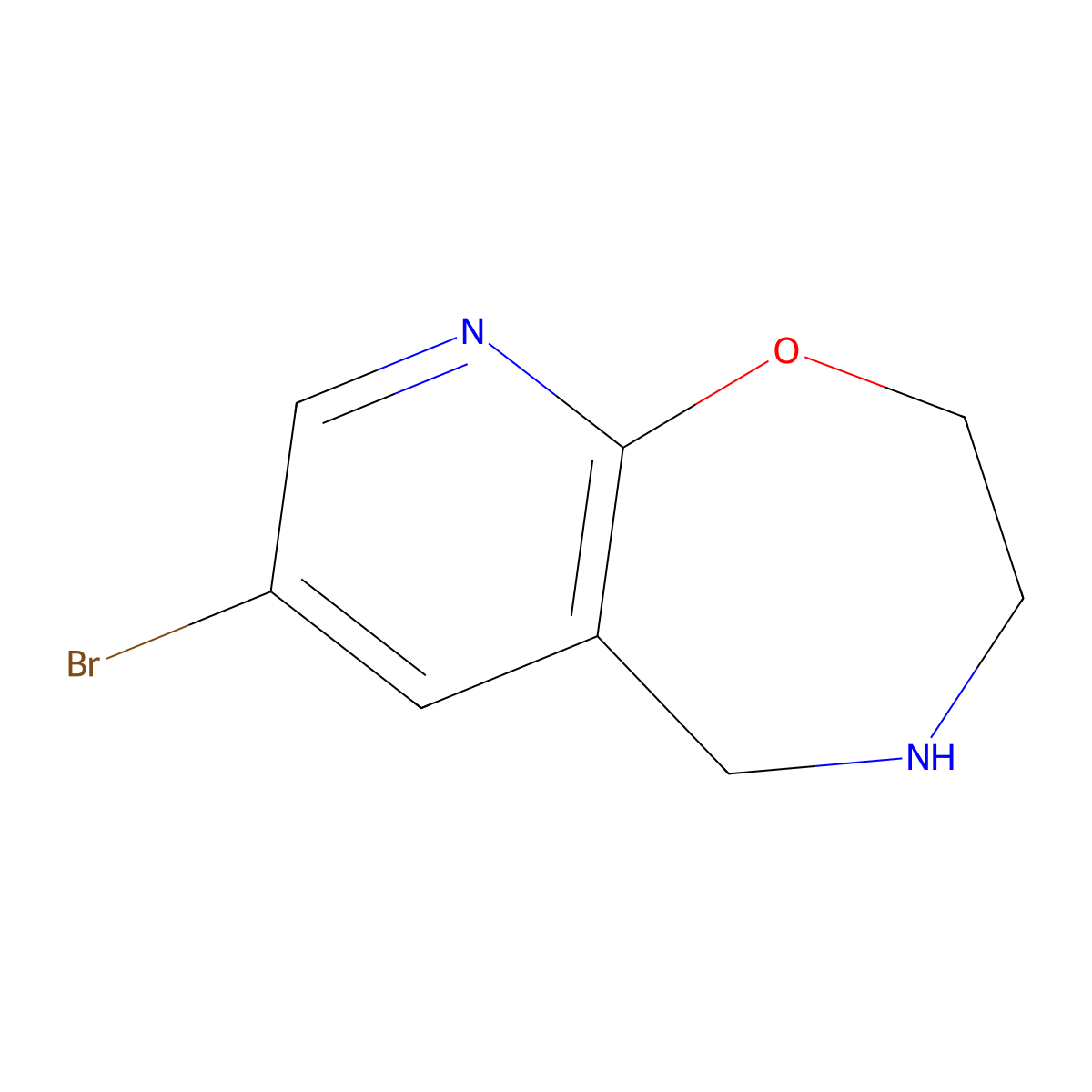 7-Bromo-2,3,4,5-tetrahydropyrido[3,2-f][1,4]oxazepine molecular structure, CAS 1211579-13-3