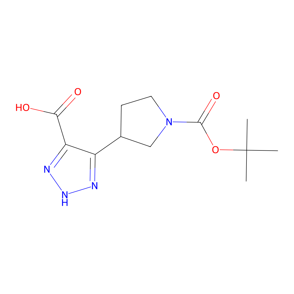 5-[1-[(2-Methylpropan-2-yl)oxycarbonyl]pyrrolidin-3-yl]-2H-triazole-4-carboxylic acid molecular structure, CAS 1211579-19-9