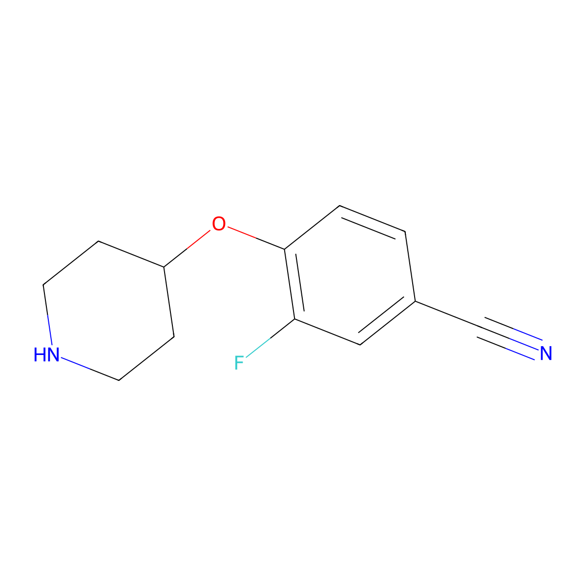 3-Fluoro-4-(piperidin-4-yloxy)benzonitrile molecular structure, CAS 1211579-23-5