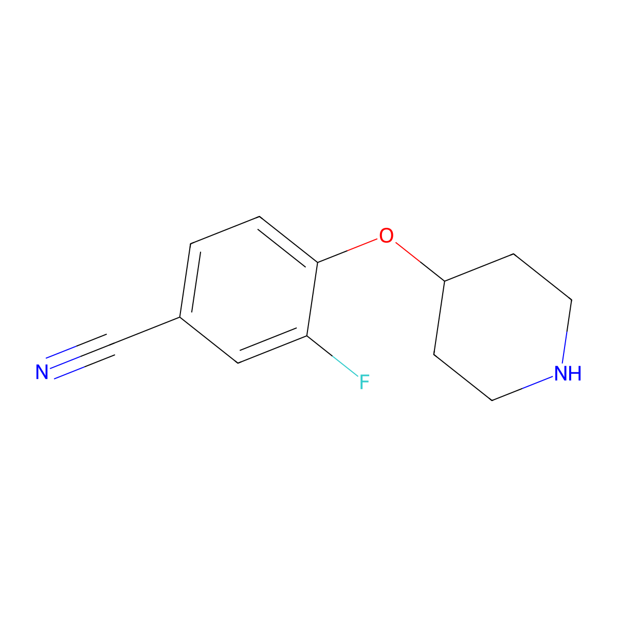 3-Fluoro-4-(piperidin-4-yloxy)benzonitrile molecular structure, CAS 1211579-23-5