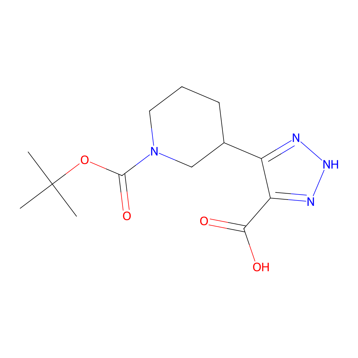 5-{1-[(tert-butoxy)carbonyl]piperidin-3-yl}-1H-1,2,3-triazole-4-carboxylic acid molecular structure, CAS 1211579-24-6