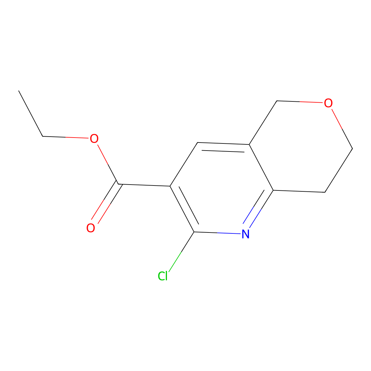 ethyl 2-chloro-5H,7H,8H-pyrano(4,3-b)pyridine-3-carboxylate molecular structure, CAS 1211579-84-8