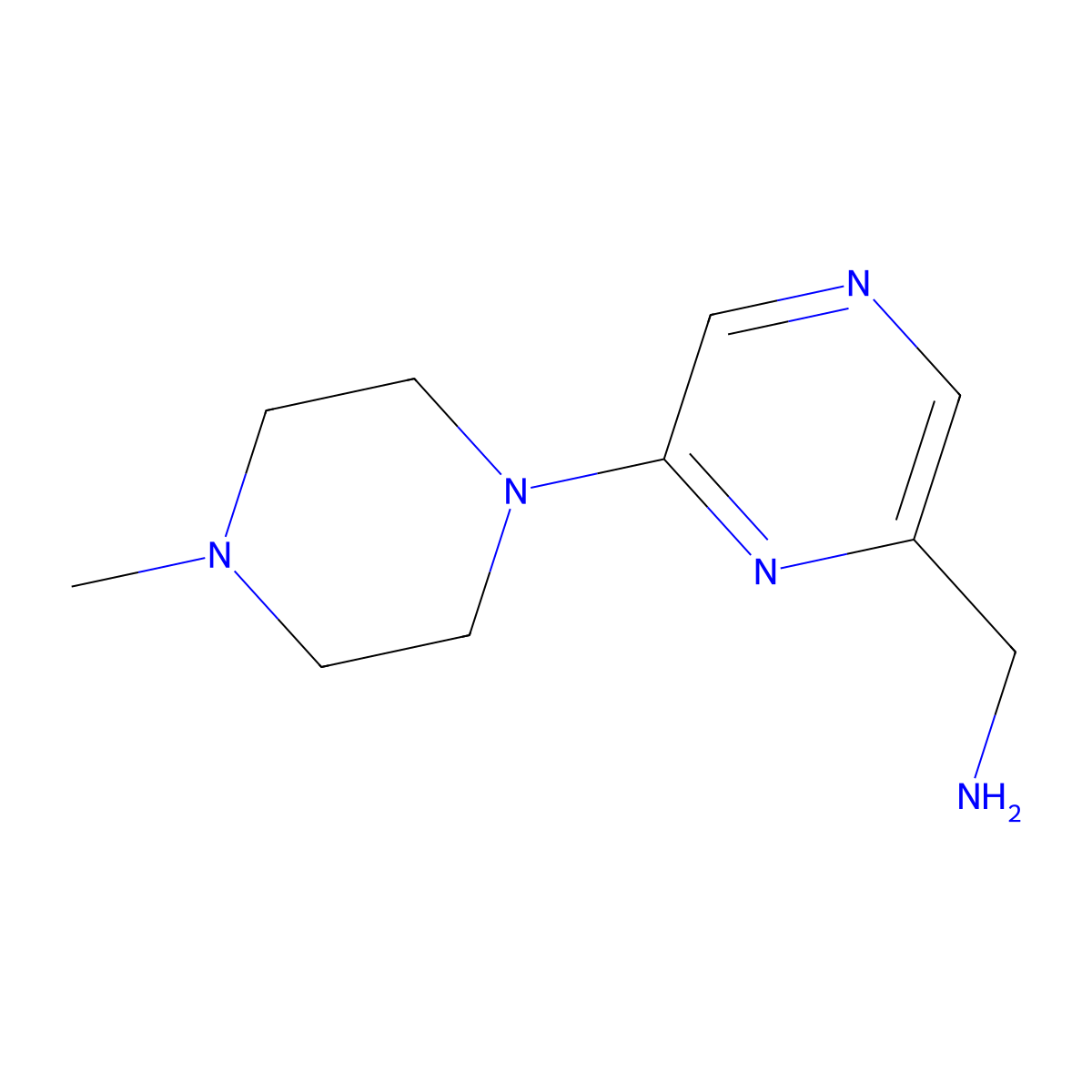 (6-(4-Methylpiperazin-1-yl)pyrazin-2-yl)methanamine molecular structure, CAS 1211580-24-3