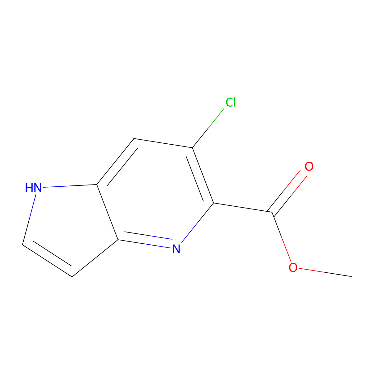 Methyl 6-chloro-1H-pyrrolo[3,2-B]pyridine-5-carboxylate molecular structure, CAS 1211580-34-5