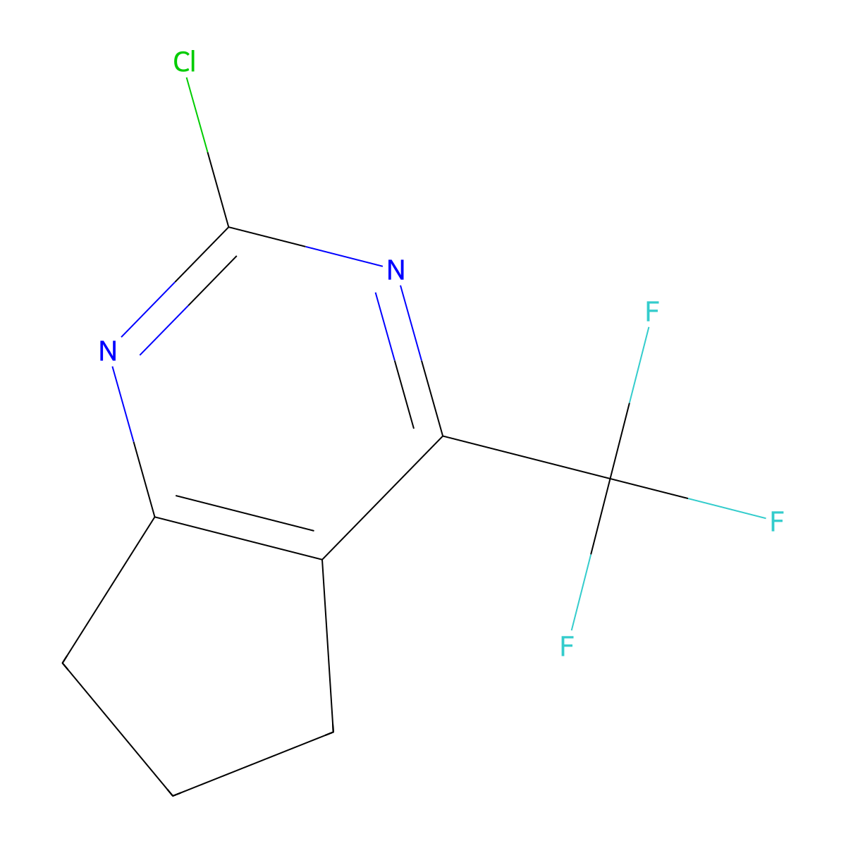 2-chloro-4-(trifluoromethyl)-5H,6H,7H-cyclopenta[d]pyrimidine molecular structure, CAS 1211580-47-0