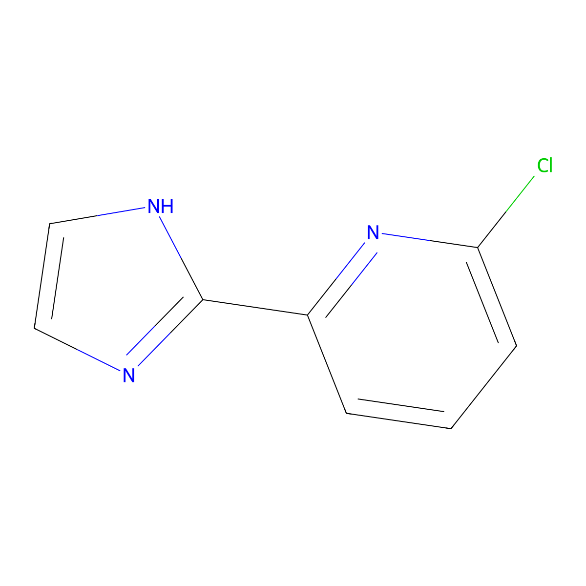 2-chloro-6-(1H-imidazol-2-yl)pyridine molecular structure, CAS 1211580-65-2
