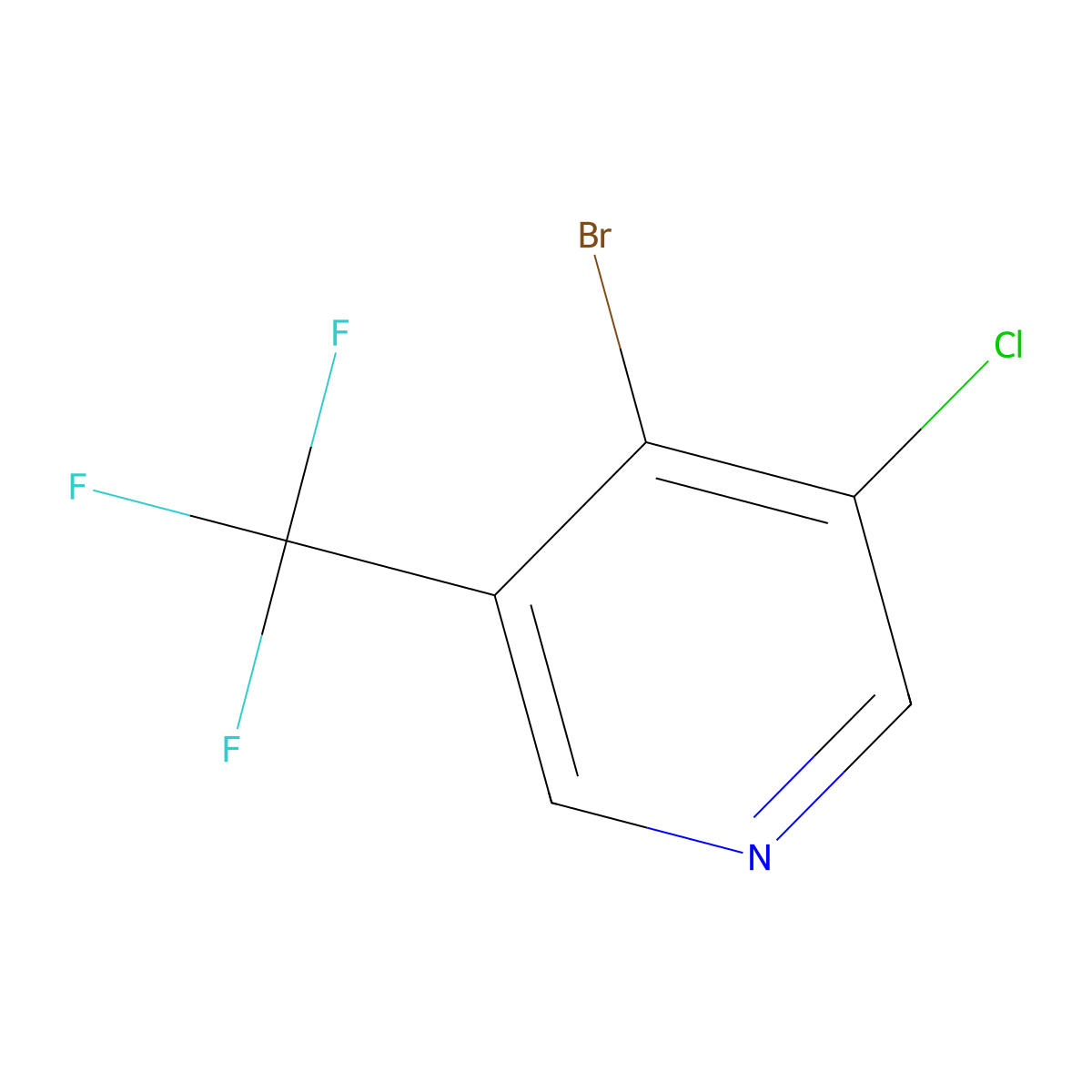 4-Bromo-3-chloro-5-(trifluoromethyl)pyridine molecular structure, CAS 1211580-66-3