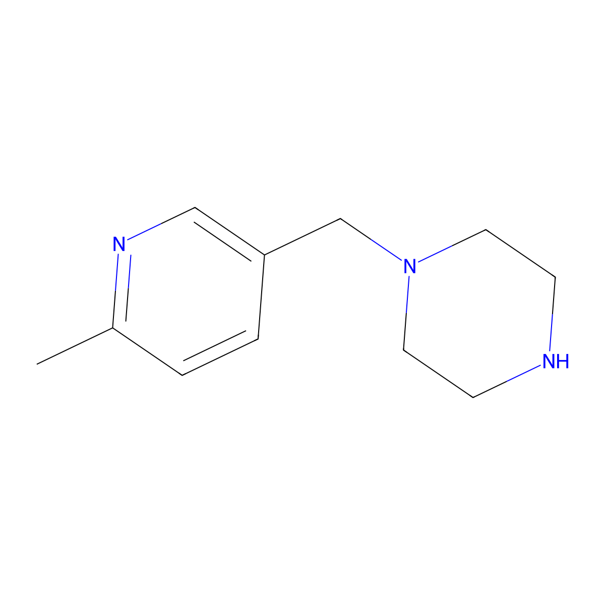 1-((6-Methylpyridin-3-yl)methyl)piperazine molecular structure, CAS 1211580-85-6